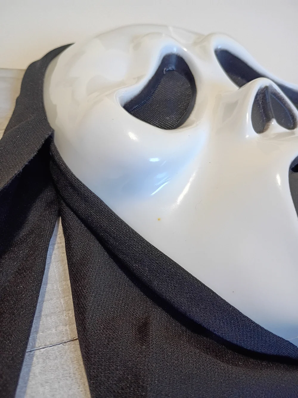 Spirit White Ghost Face Mask with Black Hood - Kids Or Adult Costume Mask